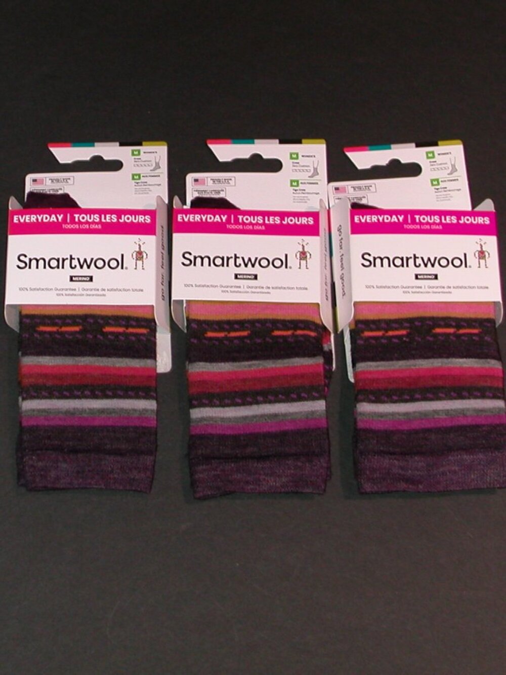 3 Pairs SmartWool Margarita Zero Cushion Crew Socks Womens Medium ~ Wild Salmon
